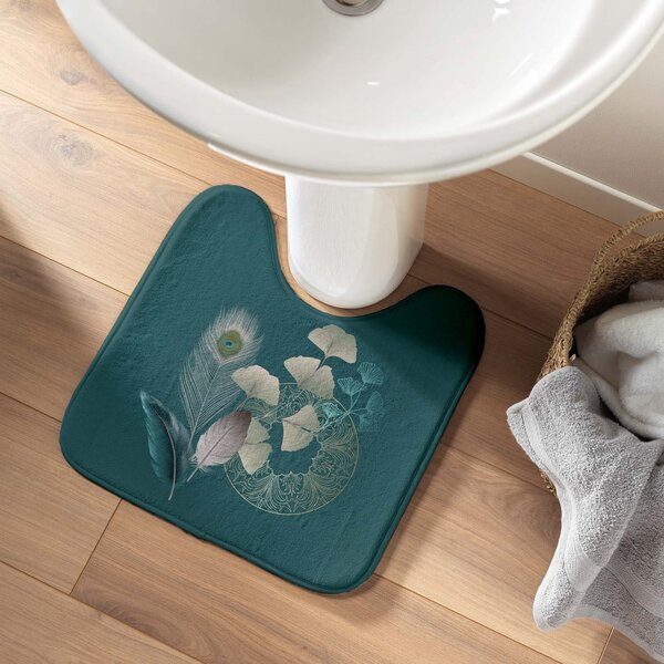 Tirkizna kupaonska prostirka za WC 45x45 cm Ginkoblue – douceur d'intérieur
