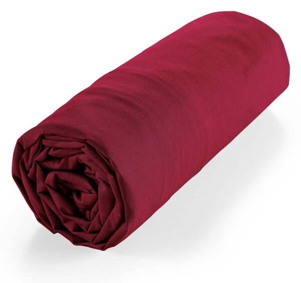 Crvena plahta s gumom od organskog pamuka 180x200 cm Biolina – douceur d'intérieur