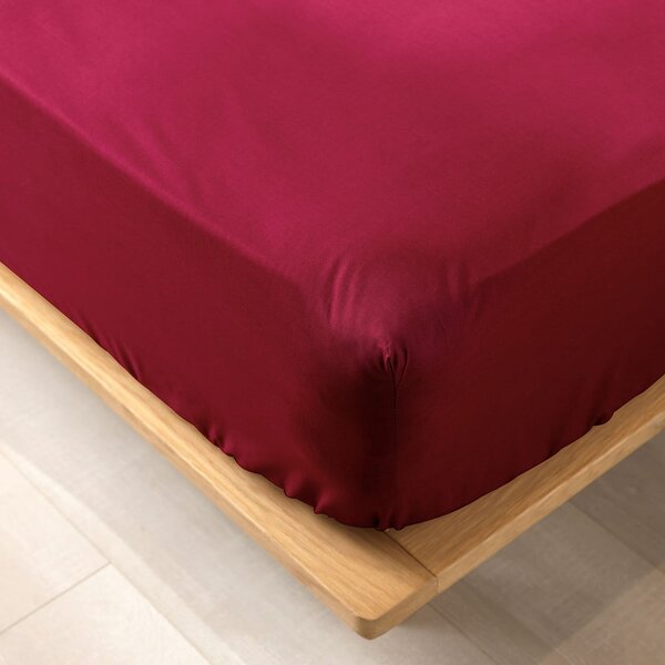 Crvena plahta s gumom od organskog pamuka 180x200 cm Biolina – douceur d'intérieur