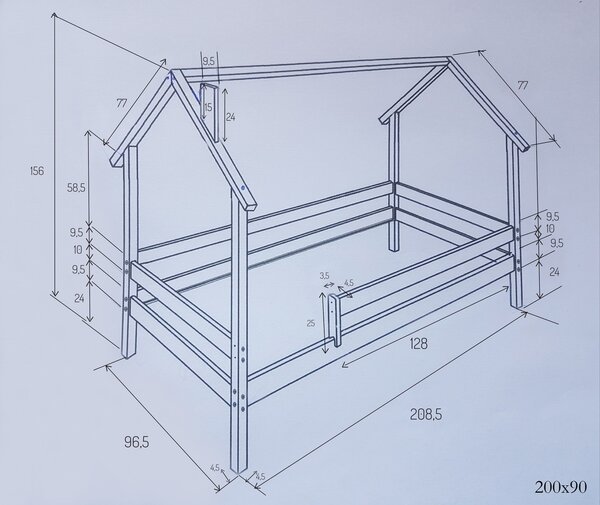 Ourbaby Frank House bed - Scandi 160x80 cm