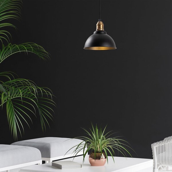 Crna viseća svjetiljka s metalnim sjenilom ø 21 cm Varzan – Opviq lights