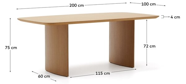 Blagovaonski stol u dekoru hrasta u prirodnoj boji 100x200 cm Litto – Kave Home