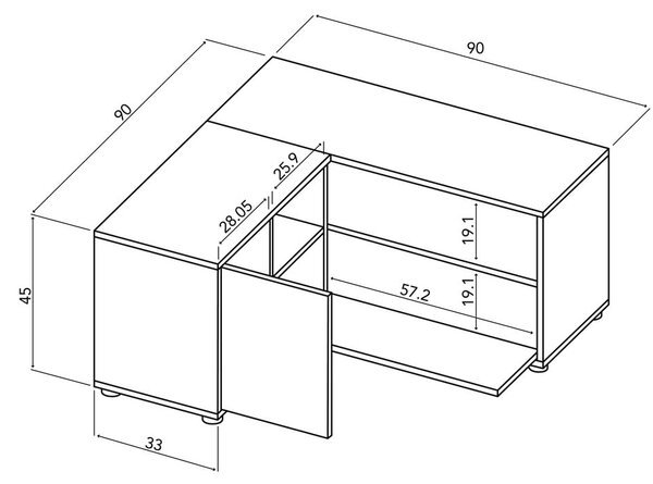 Bijela/u prirodnoj boji TV komoda u dekoru hrasta 90x45 cm Angle – TemaHome