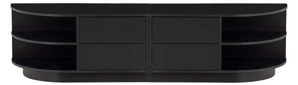 Crna modularna TV komoda od masivnog bora 156x40 cm Finca – WOOOD