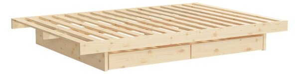 Bračni krevet od masivnog bora s prostorom za pohranu s podnicom 160x200 cm u prirodnoj boji Kanso – Karup Design