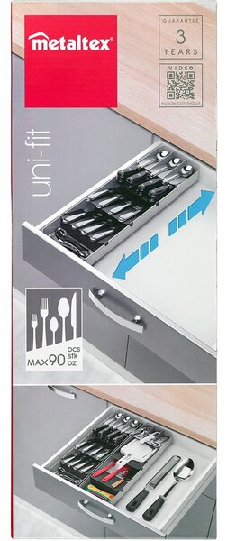 Sivi plastičan organizator pribora 15 x 49 cm – Metaltex
