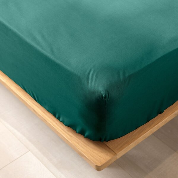 Zelena plahta s gumom od organskog pamuka 160x200 cm Biolina – douceur d'intérieur