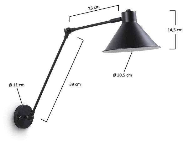 Crna zidna lampa Dione – Kave Home