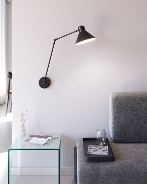 Crna zidna lampa Dione – Kave Home