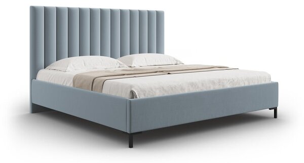 Svijetlo plavi tapecirani bračni krevet s prostorom za pohranu s podnicom 200x200 cm Casey – Mazzini Beds