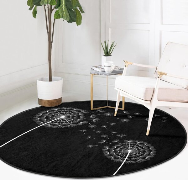 Crni periv/pogodan za robotski usisavač okrugli tepih ø 100 cm Comfort – Mila Home