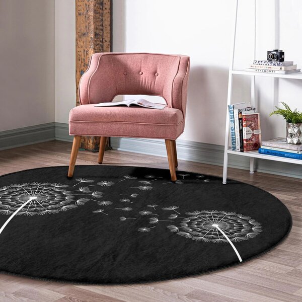 Crni periv/pogodan za robotski usisavač okrugli tepih ø 100 cm Comfort – Mila Home