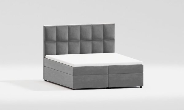 Sivi tapecirani bračni krevet s prostorom za pohranu 180x200 cm Flip – Ropez