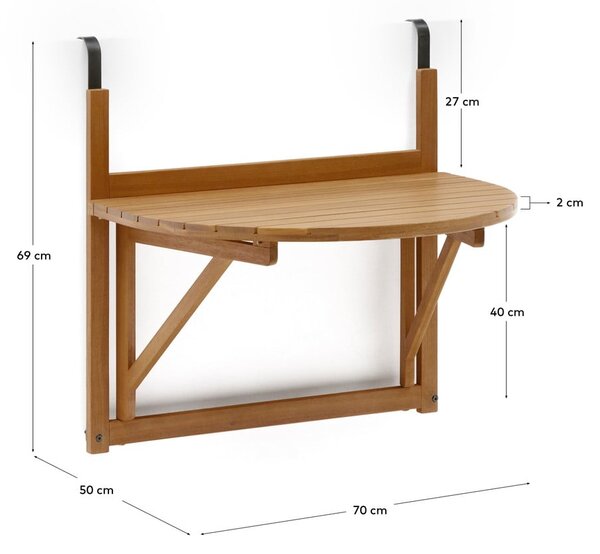 Viseći balkonski stol od masivnog bagrema 50x70 cm Amarilis – Kave Home