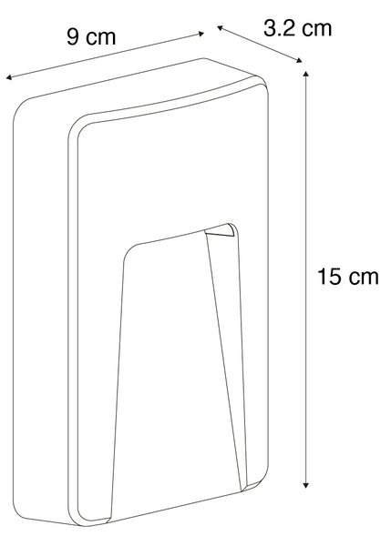 Set od 6 crnih pravokutnih vanjskih zidnih svjetiljki s uključenim LED IP65 - Gem