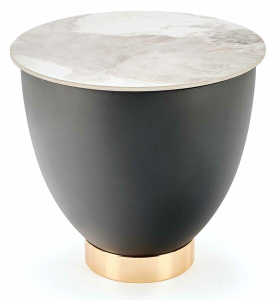 Stolić za kavu Houston 1567 Siva, Bijeli mramor, Zlatna, 45cm, Keramika, Krug