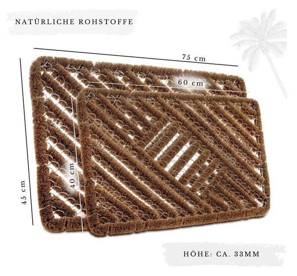 Otirač od kokosovih vlakana 40x60 cm Coco Natural – Hanse Home