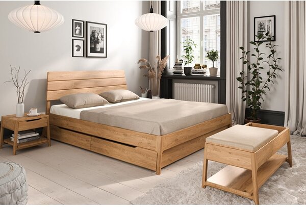 Bračni krevet od punog hrasta 160x200 cm u prirodnoj boji Twig – The Beds