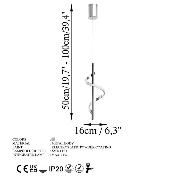 LED viseća svjetiljka u srebrnoj boji ø 16 cm Likma – Opviq lights