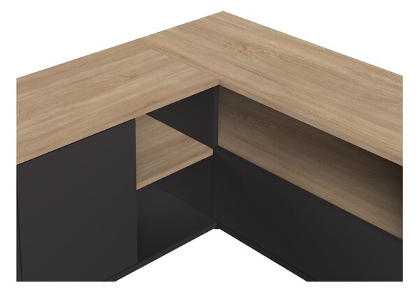 Crna/u prirodnoj boji TV komoda u dekoru hrasta 90x45 cm Angle – TemaHome