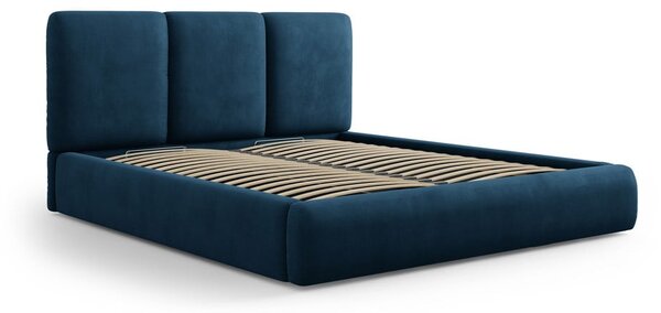 Tamno plavi tapecirani bračni krevet s prostorom za pohranu s podnicom 180x200 cm Brody – Mazzini Beds