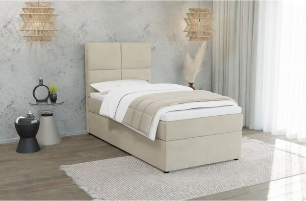 Bež tapecirani krevet s prostorom za pohranu s podnicom 90x200 cm Lena – Ropez