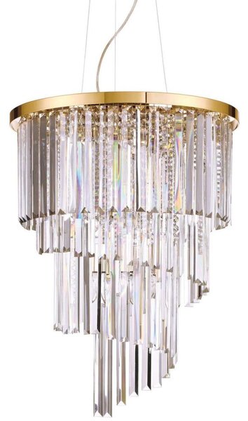 Ideal Lux - Kristalni luster na sajli CARLTON 12xE14/40W/230V zlatna