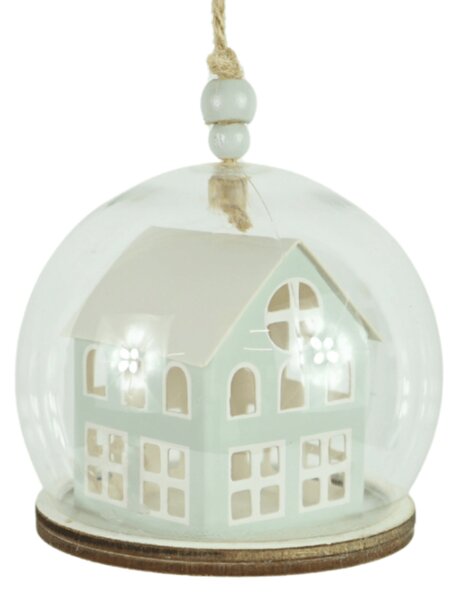 Božićni ukras TINNY HOUSE 8 cm, svijetlo zelena