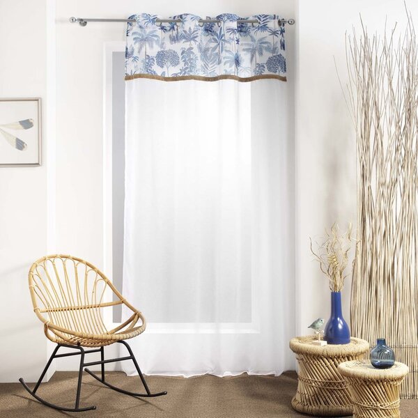 Bijela/plava prozirna zavjesa 140x240 cm Amazonia – douceur d'intérieur