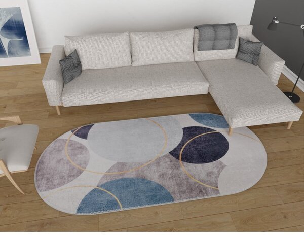 Plavi/sivi perivi tepih 60x100 cm Oval – Vitaus