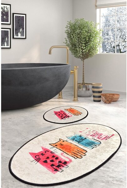 Svjetlo smeđe kupaonske prostirke u setu 2 kom 60x100 cm Baby Cats – Foutastic