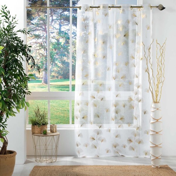 Bijela/u zlatnoj boji prozirna zavjesa 140x240 cm Ginkgold – douceur d'intérieur