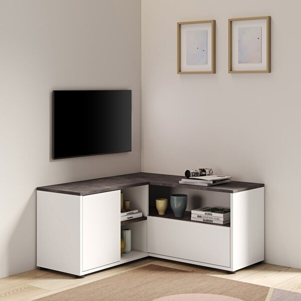 Bijela/siva TV komoda u betonskom dekoru 90x45 cm Angle – TemaHome