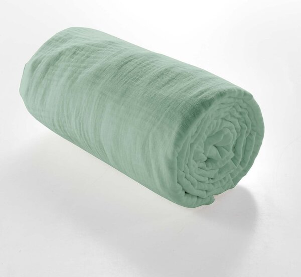 Svijetlo zelena plahta s gumom od muslina 140x190 cm Angelia – douceur d'intérieur