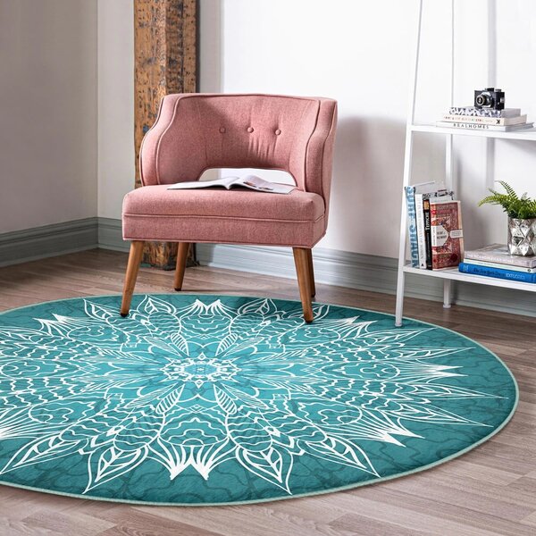 Tirkizni periv/pogodan za robotski usisavač okrugli tepih ø 80 cm Comfort – Mila Home