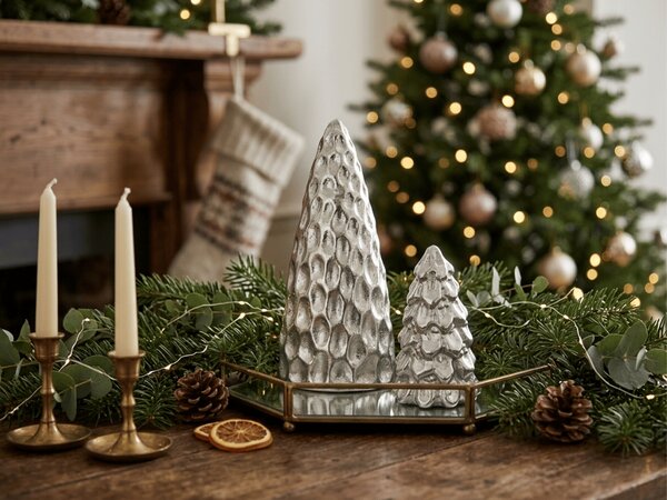 Božićna dekoracija drvce SILVER LIGHTS 12 cm, srebrna
