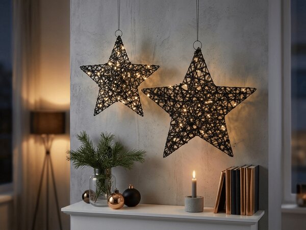 Božićna dekoracija zvijezda STARIELLE s LED osvjetljenjem 40 cm, crna