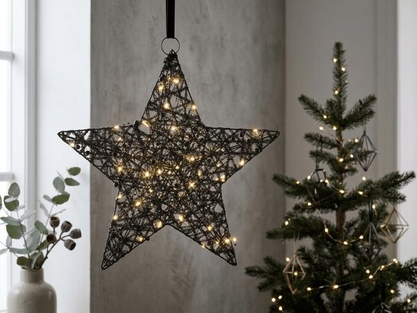 Božićna dekoracija zvijezda STARIELLE s LED osvjetljenjem 40 cm, crna