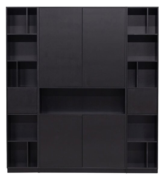 Crna modularna biblioteka od masivnog bora 190x210 cm Finca – WOOOD