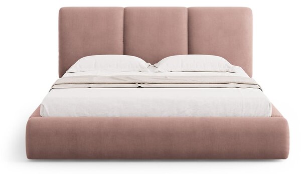 Svijetlo ružičasti tapecirani bračni krevet s prostorom za pohranu s podnicom 140x200 cm Brody – Mazzini Beds