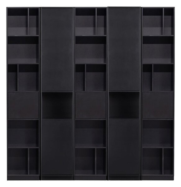 Crna modularna biblioteka od masivnog bora 200x210 cm Finca – WOOOD