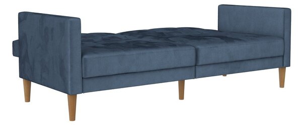 Plava baršunasti sklopiva sofa 207 cm Lilly – Støraa
