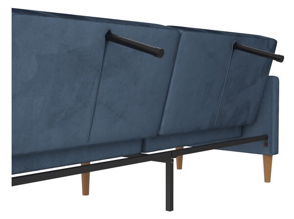 Plava baršunasti sklopiva sofa 207 cm Lilly – Støraa