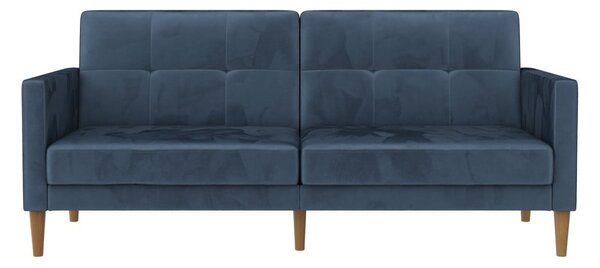 Plava baršunasti sklopiva sofa 207 cm Lilly – Støraa