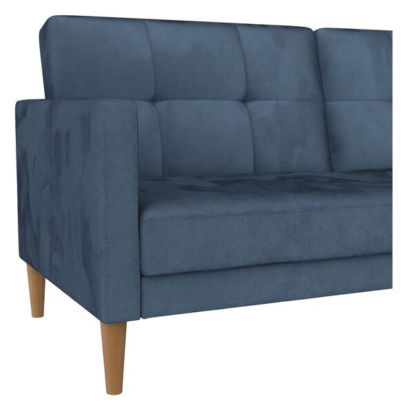 Plava baršunasti sklopiva sofa 207 cm Lilly – Støraa