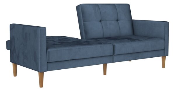 Plava baršunasti sklopiva sofa 207 cm Lilly – Støraa
