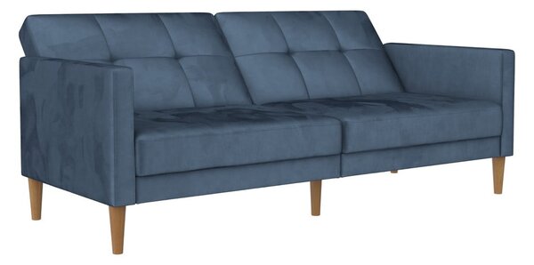 Plava baršunasti sklopiva sofa 207 cm Lilly – Støraa