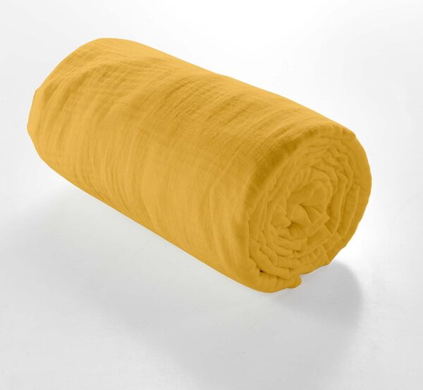 Žuta plahta s gumom od muslina 160x200 cm Angelia – douceur d'intérieur