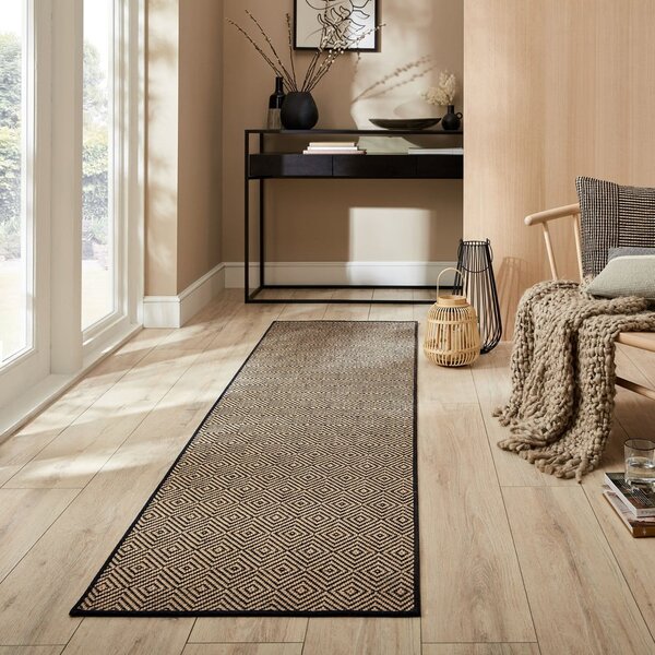 Crna/u prirodnoj boji jutena staza za stepenice 60x800 cm Diamond – Flair Rugs
