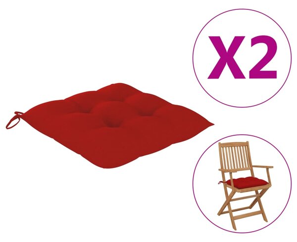 VidaXL Jastuci za stolice 2 kom crveni 40 x 40 x 7 cm od tkanine